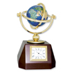 Rotating Gemstone World Globe & Clock